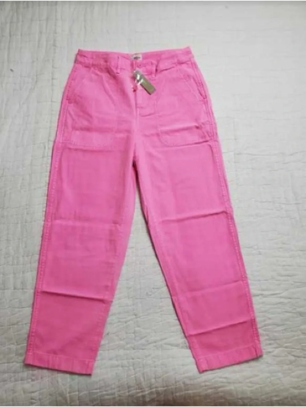 J. Crew Straight Leg High Rise Hot Pink Cotton Pant size 6 Tall